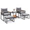 Costway 5 Piece Outdoor Conversation Set Rattan Armchairs with 2-Layer Side Table
